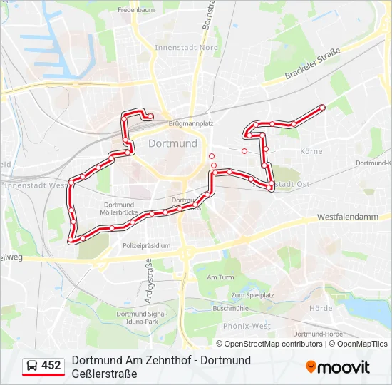 452 Bus Line Map