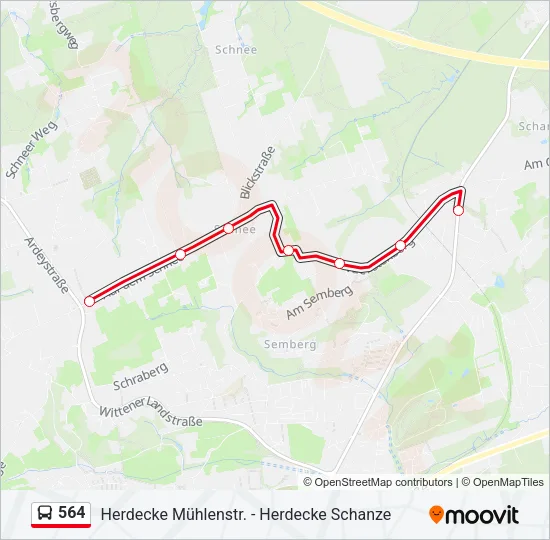 564 Bus Line Map