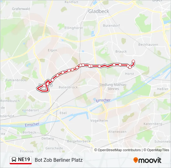 NE19 Bus Line Map