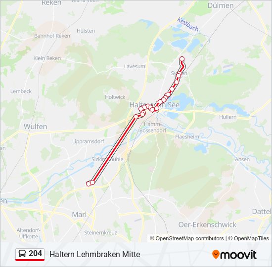 204 bus Line Map