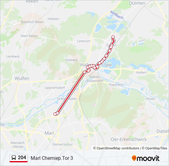 204 bus Line Map