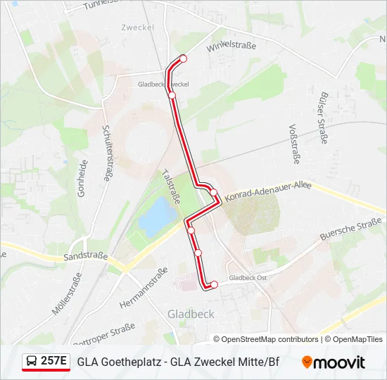 257E Bus Line Map