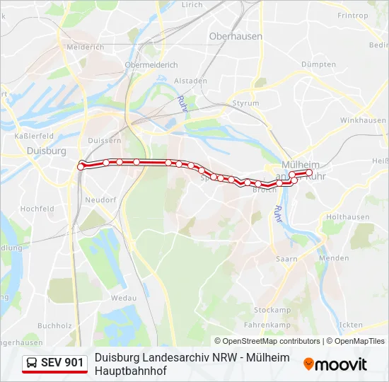 SEV 901 Bus Line Map