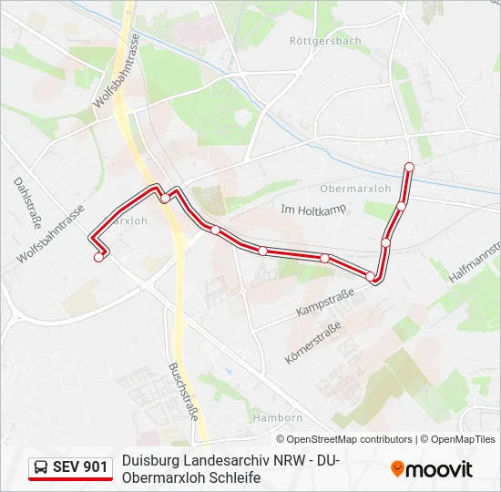 Автобус SEV 901: карта маршрута