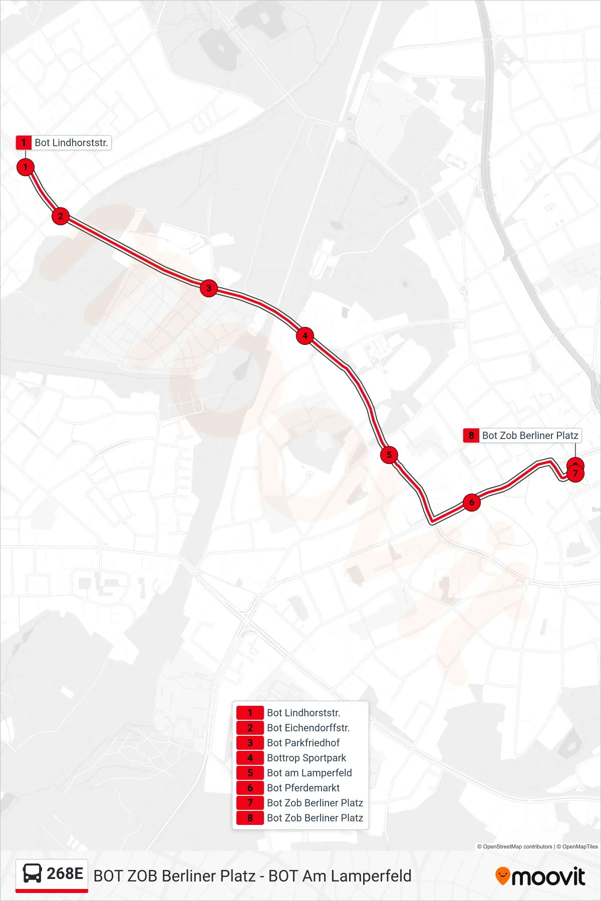 Linie 268E (Bus) Richtung Bot Zob Berliner Platz: Route und Haltestellen auf der Karte