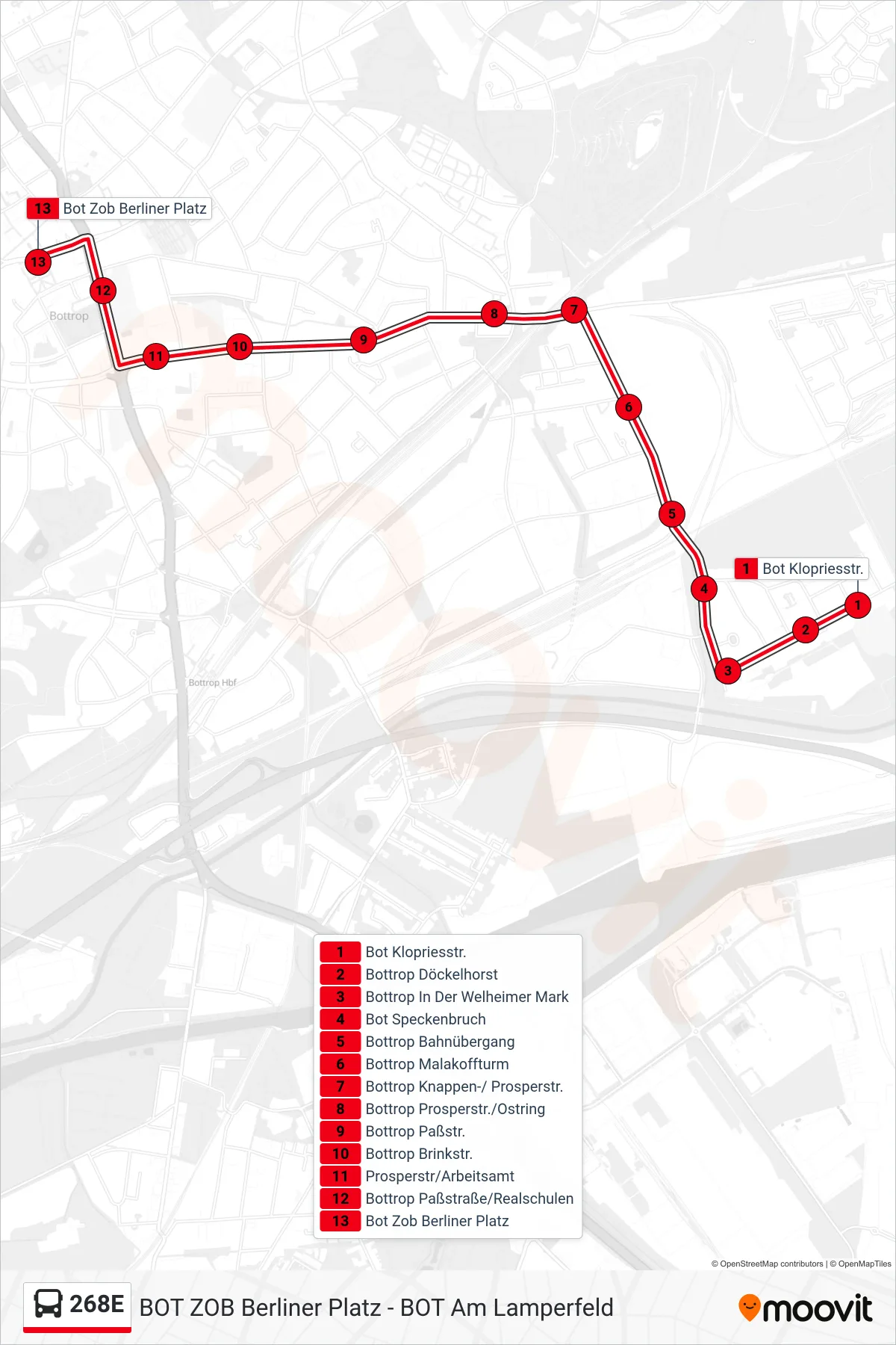 Linie 268E (Bus) Richtung Bot Zob Berliner Platz: Route und Haltestellen auf der Karte