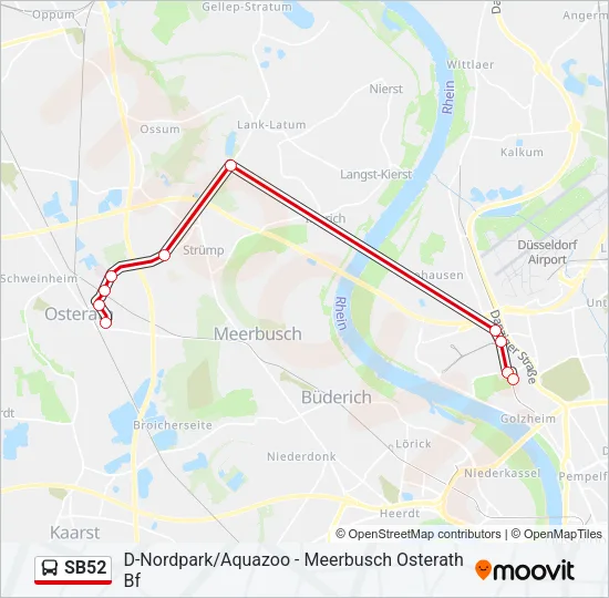 Автобус SB52: карта маршрута