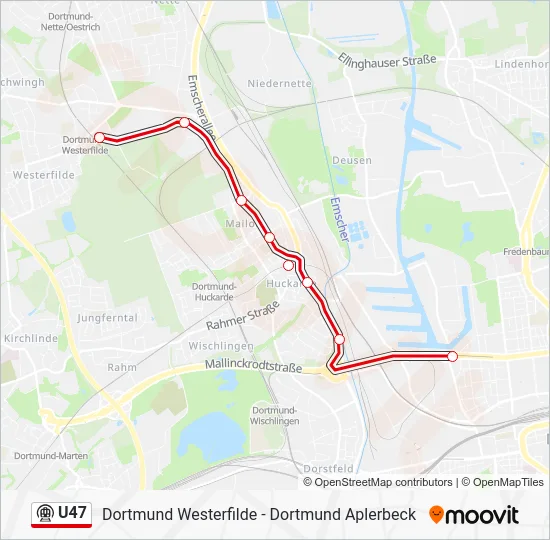 Метро U47: карта маршрута