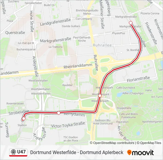Метро U47: карта маршрута