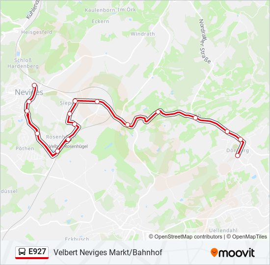 E927 bus Line Map