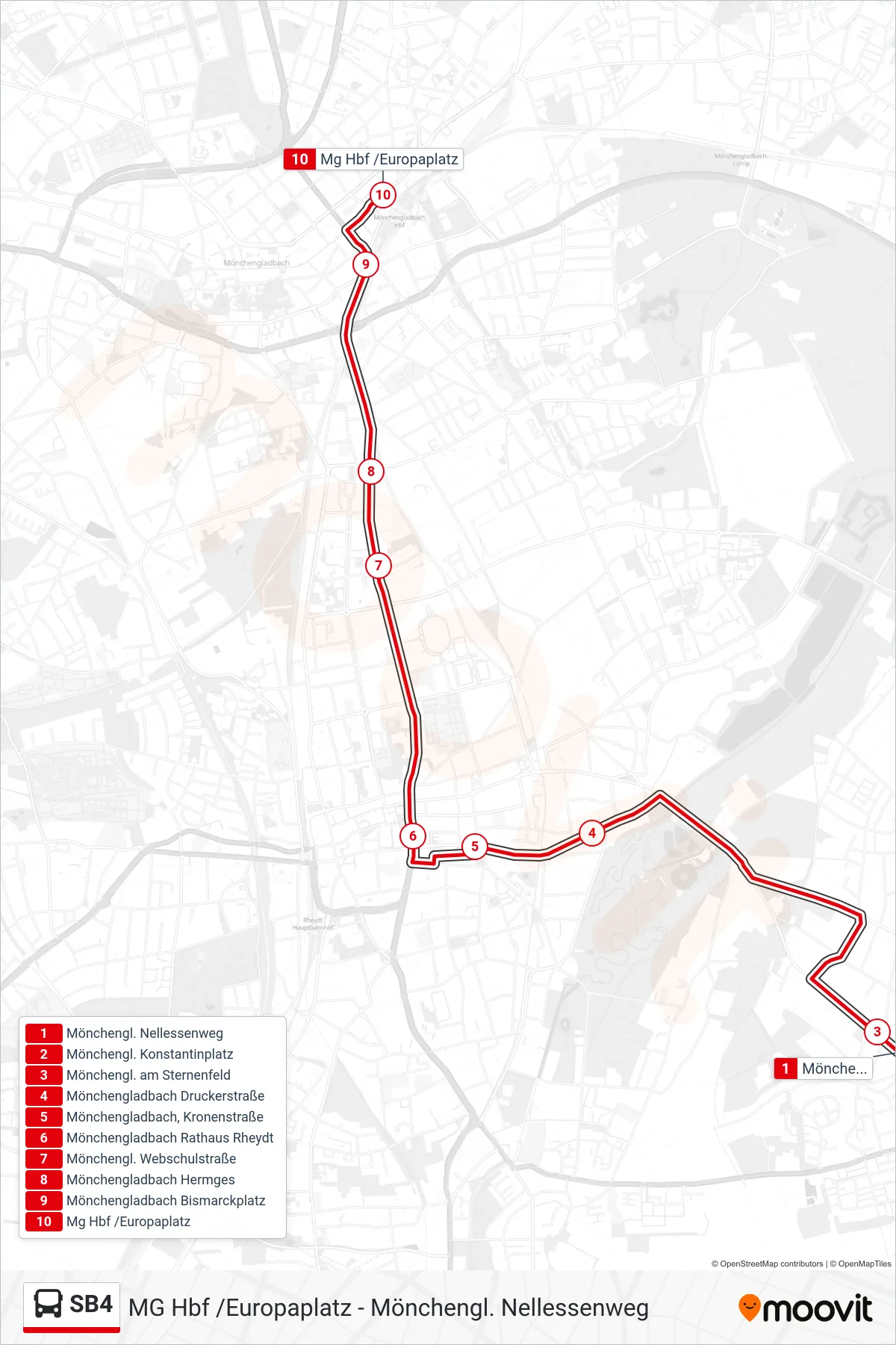 Linie SB4 (Bus) Richtung Mg Hbf /Europaplatz: Route und Haltestellen auf der Karte