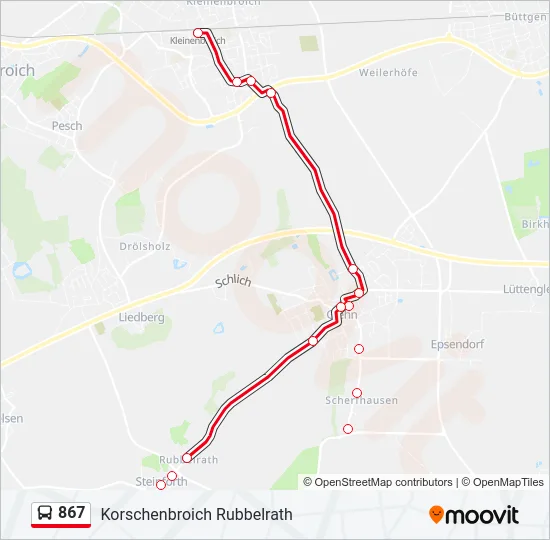 867 Bus Line Map