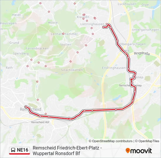 Ne16 Map NE16 Route: Schedules, Stops & Maps - Remscheid Friedrich-Ebert-Platz ...