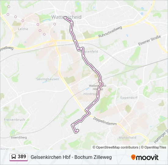 389 Bus Line Map