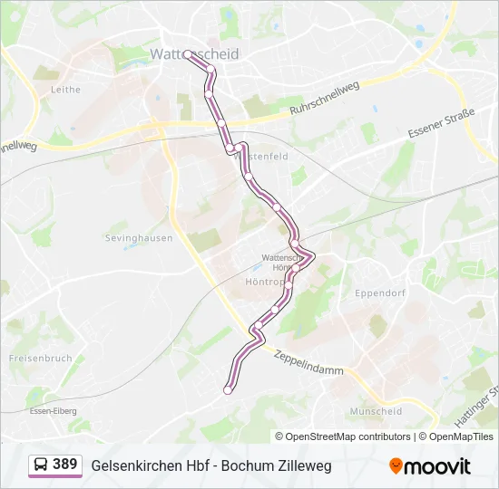 389 Bus Line Map