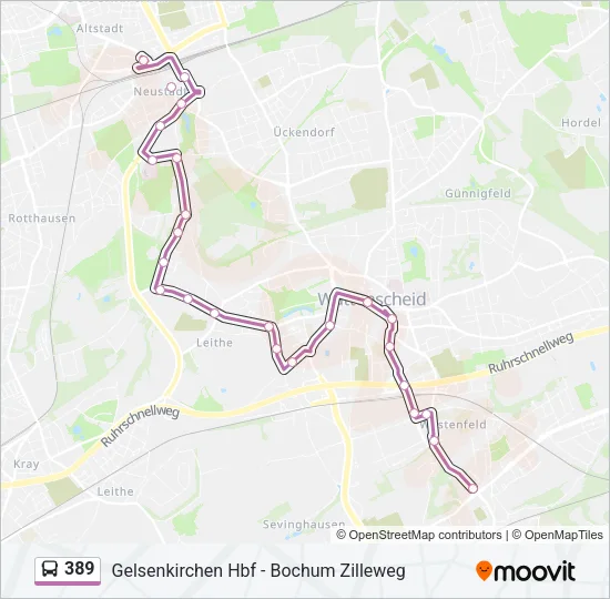 389 Bus Line Map