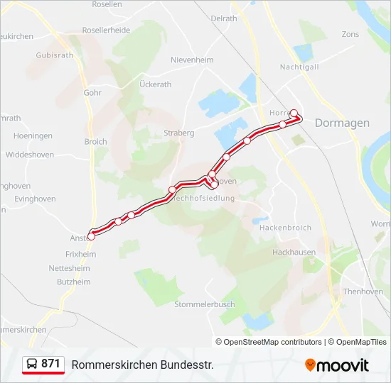 871 Bus Line Map