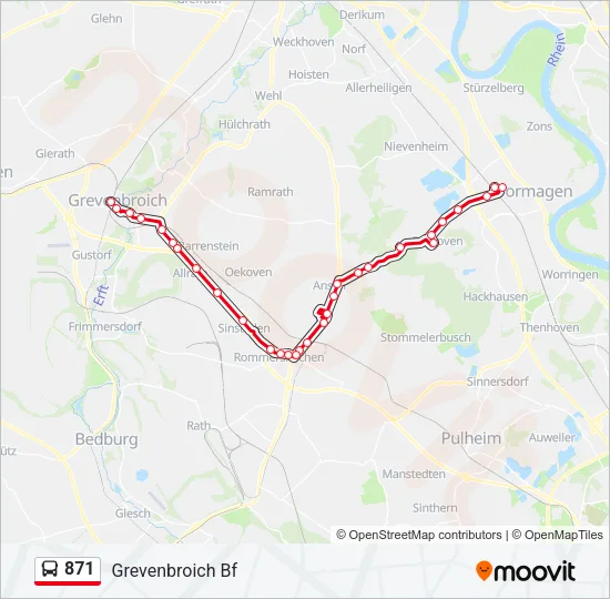 871 Bus Line Map