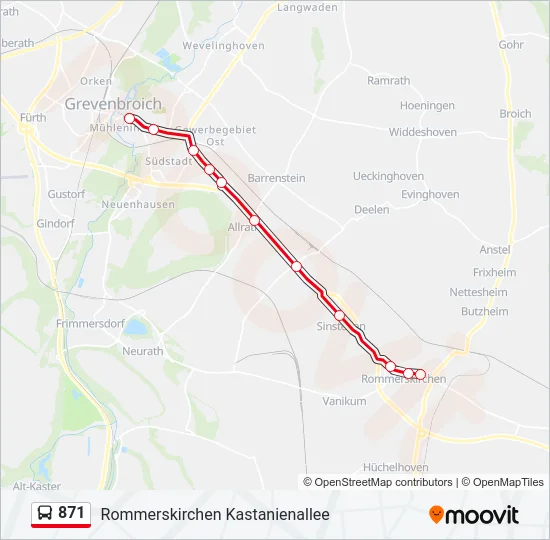 871 Bus Line Map