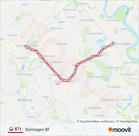 871 Bus Line Map