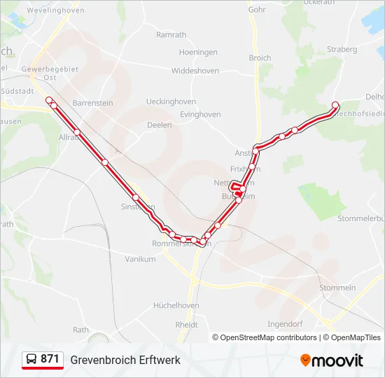 871 Bus Line Map