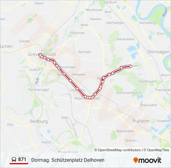 871 Bus Line Map