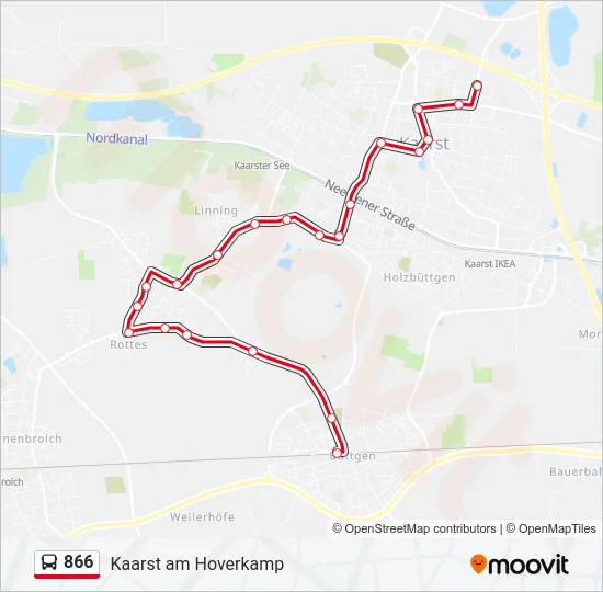 866 Bus Line Map