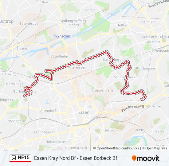 NE15 bus Line Map