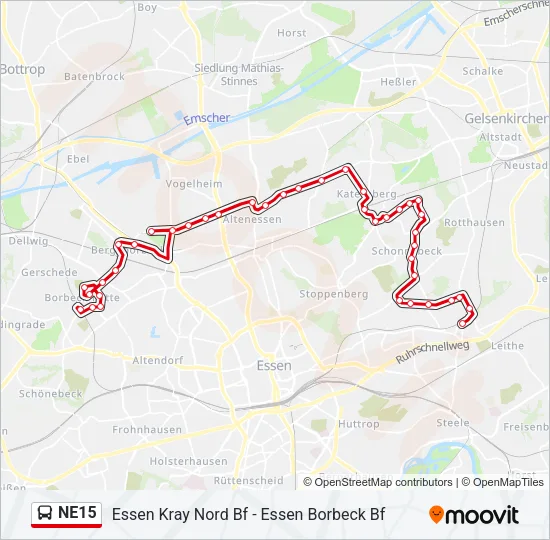 NE15 Bus Line Map