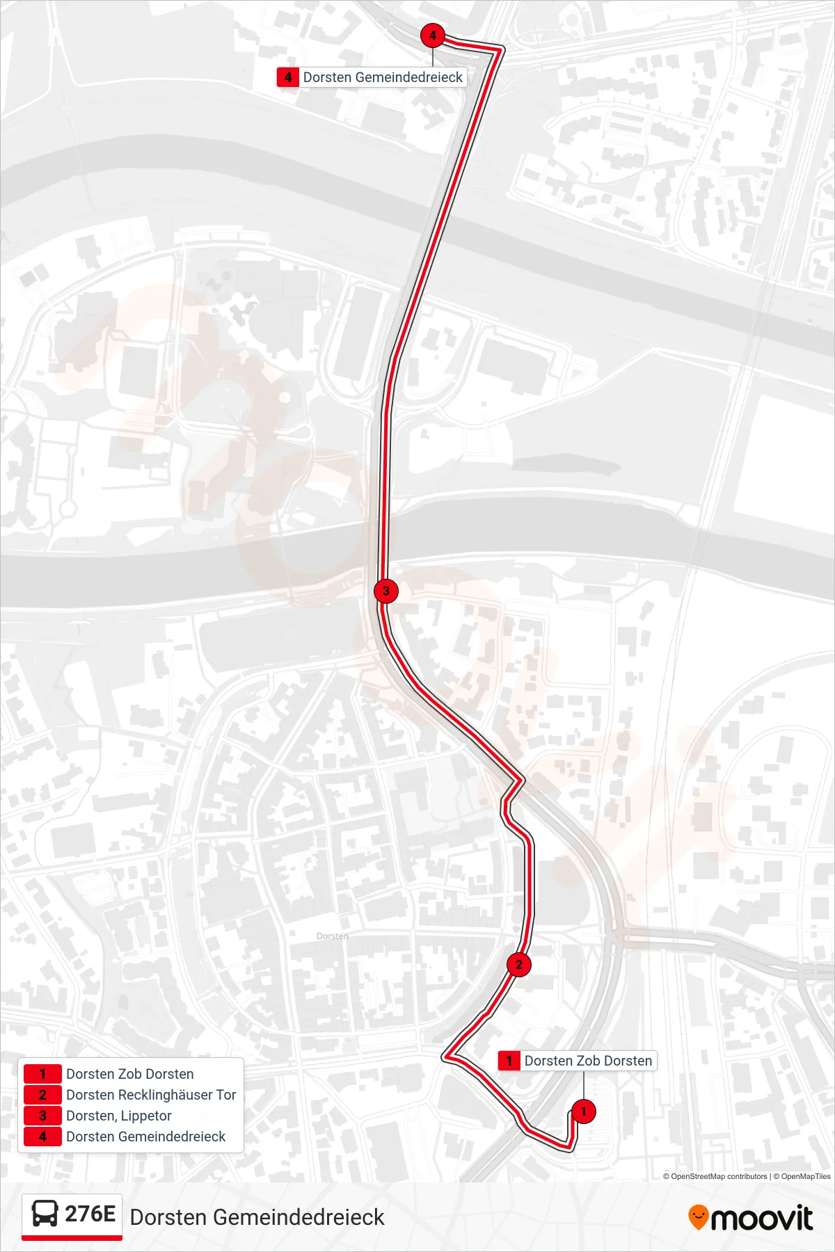 276E bus Line (Dorsten Gemeindedreieck) route and stops on a map