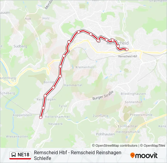 NE18 Bus Line Map