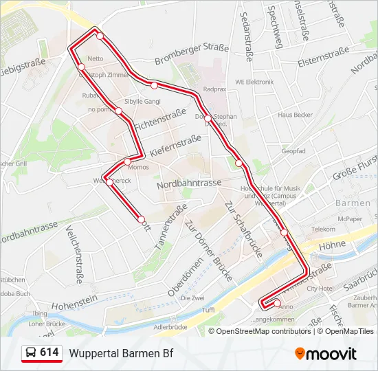 614 Bus Line Map