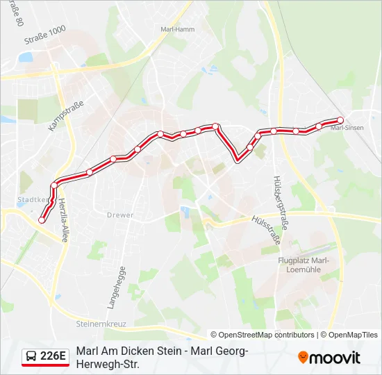 226E Bus Line Map
