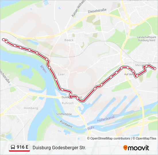 916 E Bus Line Map