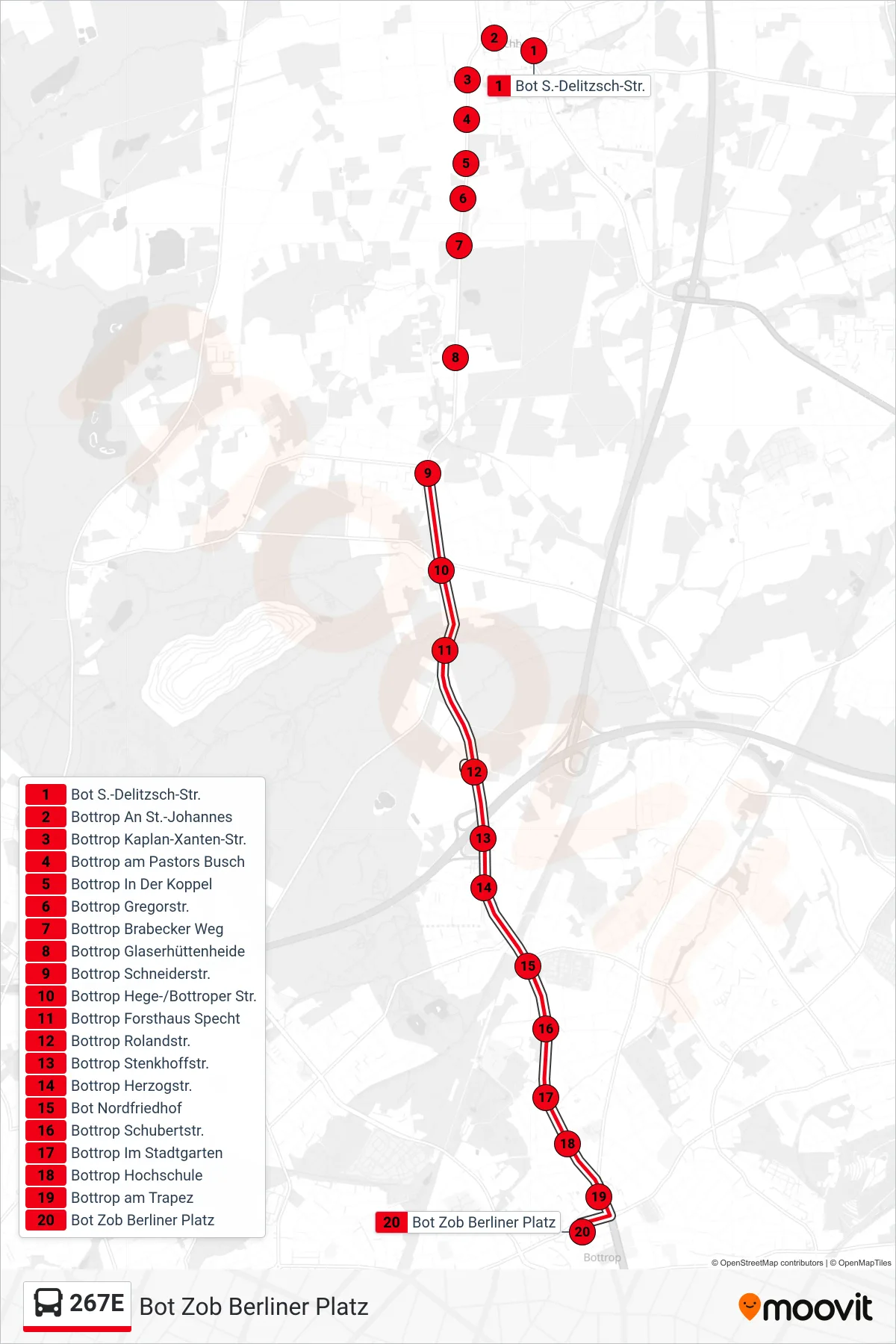 Linie 267E (Bus) Richtung Bot Zob Berliner Platz: Route und Haltestellen auf der Karte