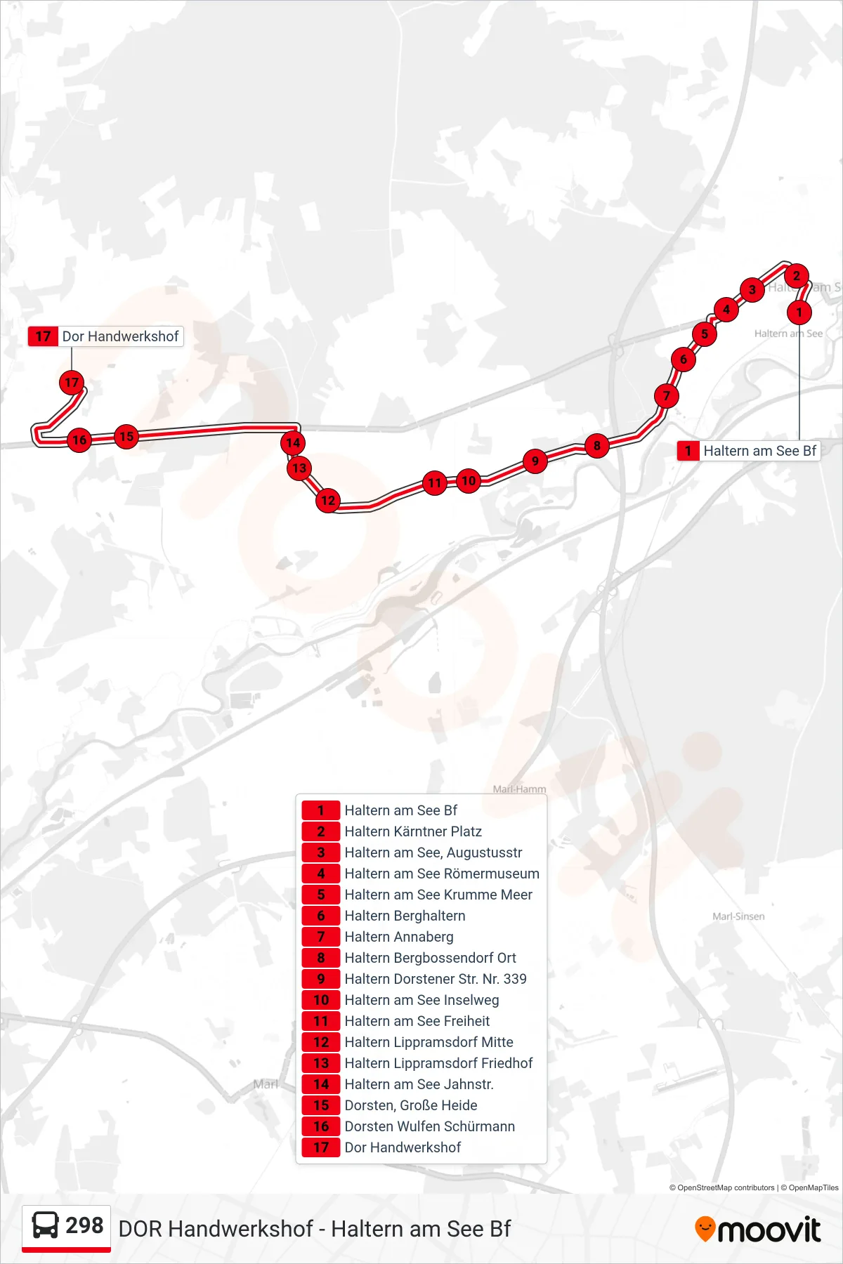 Linie 298 (Bus) Richtung Dor Handwerkshof: Route und Haltestellen auf der Karte
