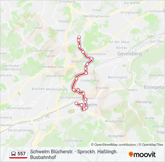 557 Bus Line Map