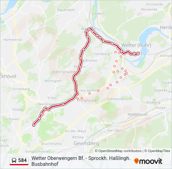 584 Bus Line Map