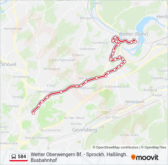 584 Bus Line Map