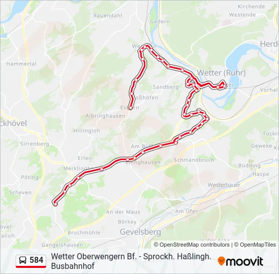 584 Bus Line Map
