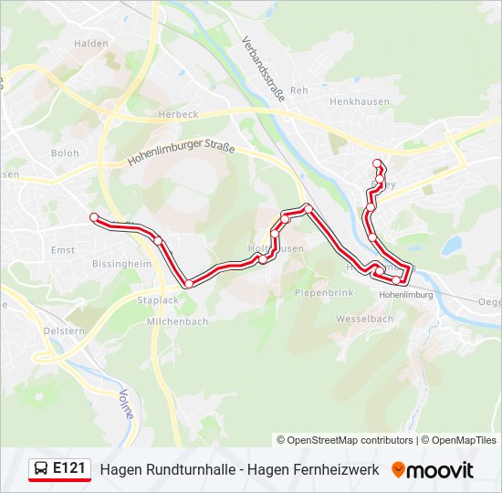 E121 bus Line Map