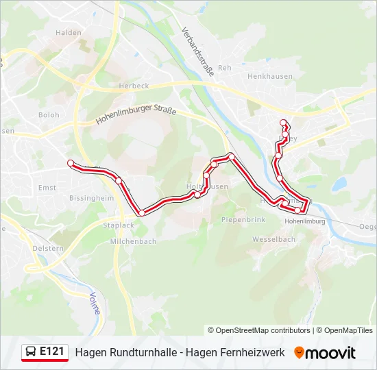 E121 Bus Line Map