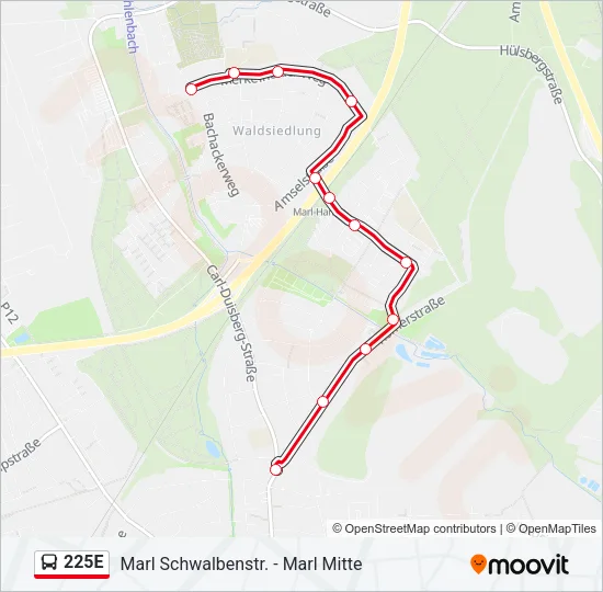 225E Bus Line Map