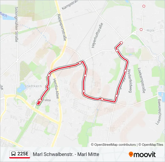 225E Bus Line Map