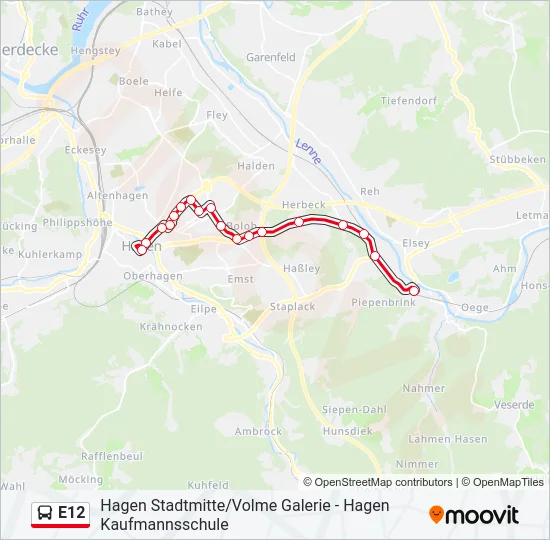 E12 Bus Line Map