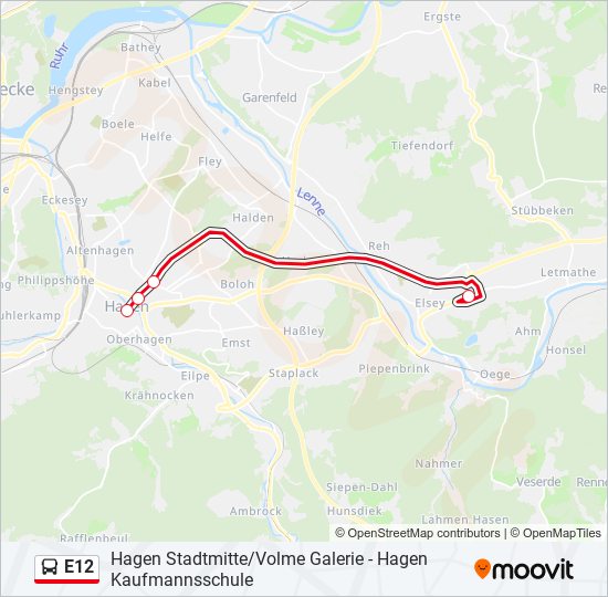 E12 bus Line Map