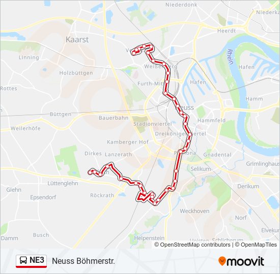 NE3 bus Line Map