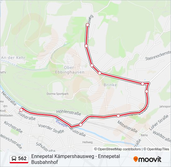 Автобус 562: карта маршрута