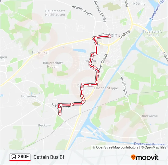 280E Bus Line Map