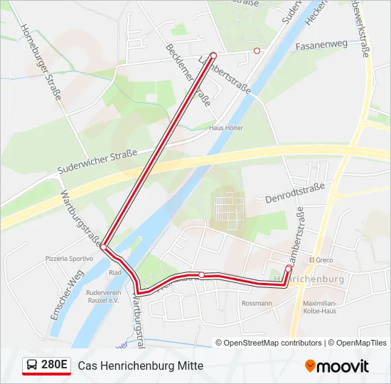 280E Bus Line Map